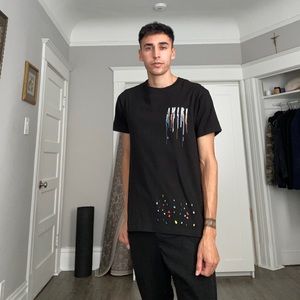 Amiri Paint Drip Tee Streetwear Luxury Black Graphic T-Shirt Size Med W/ Tags